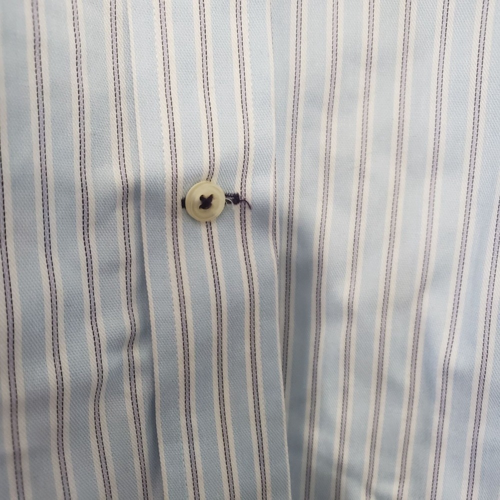 The Mens Store Bloomingdales Dress Shirt Mens 16.5 32/33 Blue Striped Non-Iron View 3